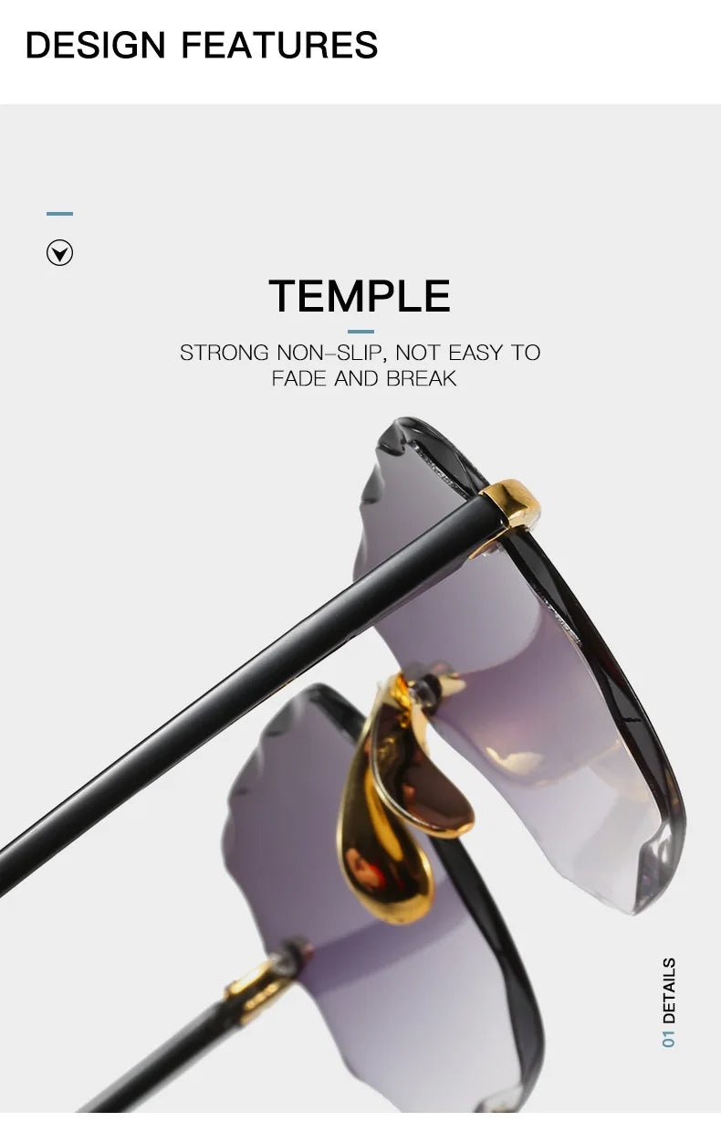 Rimless Square Sunglasses for Women (3-Pack)