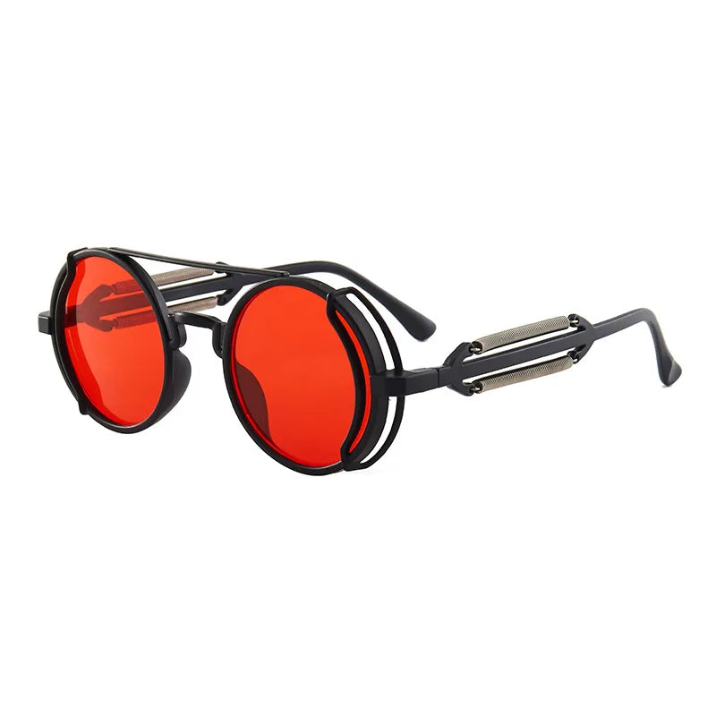 Round steampunk sunglasses with mirrored lenses