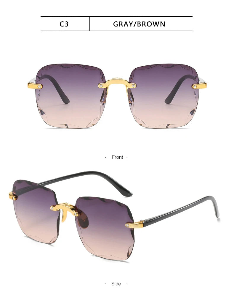 Rimless Square Sunglasses for Women (3-Pack)