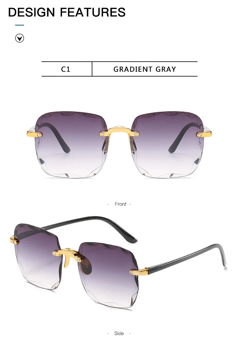 Rimless Square Sunglasses for Women (3-Pack)