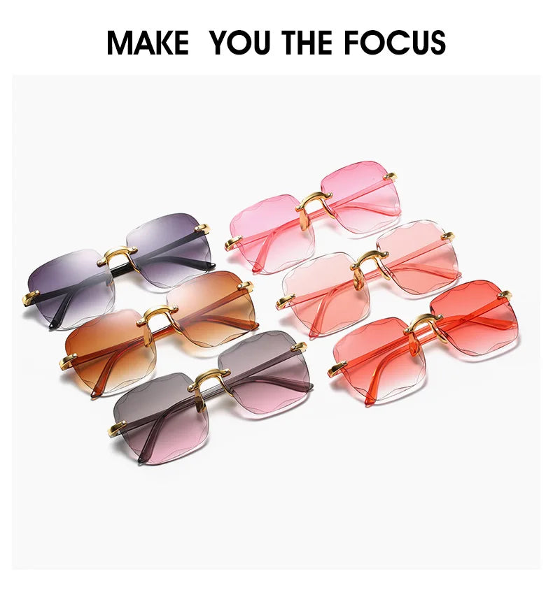 Rimless Square Sunglasses for Women (3-Pack)