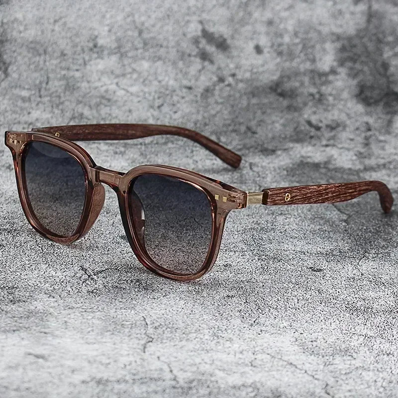 Wood-Grain Retro Sunglasses