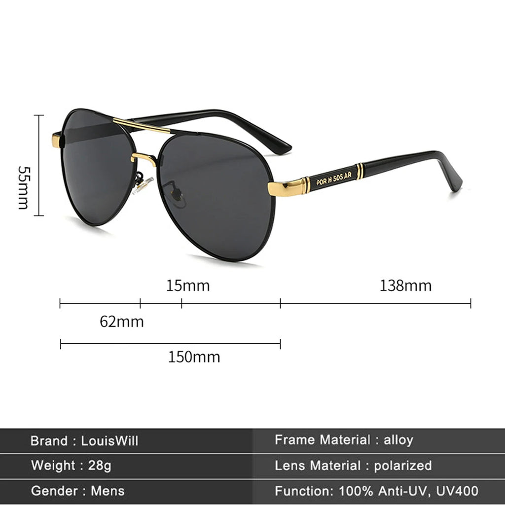 Metal-Frame Driving Sunglasses for Men