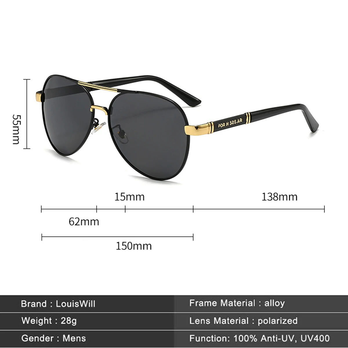 Metal-Frame Driving Sunglasses for Men