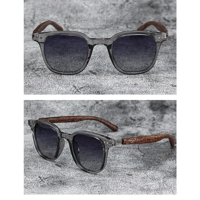 Wood-Grain Retro Sunglasses