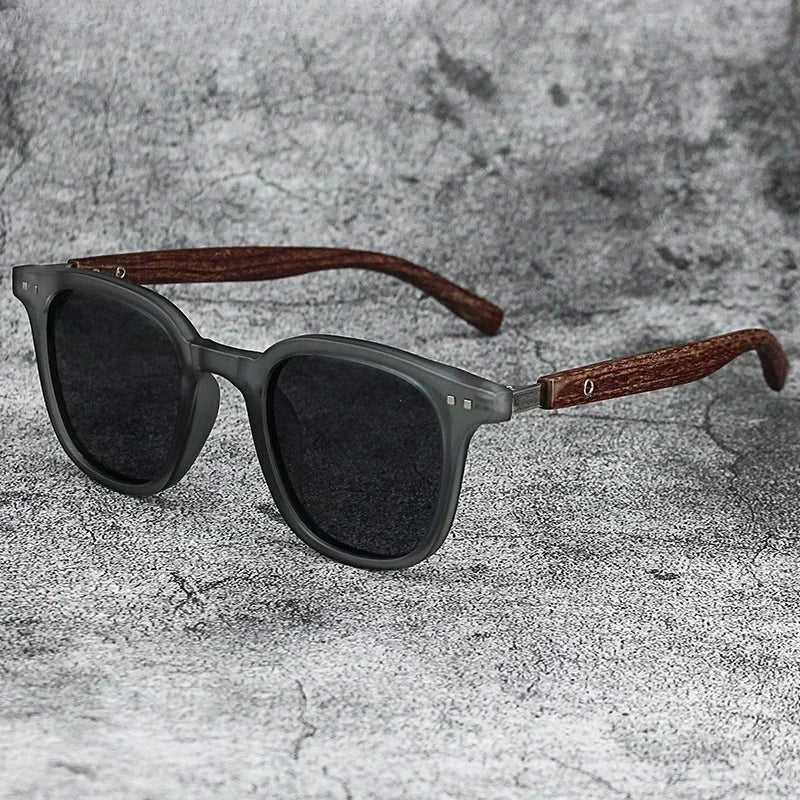 Wood-Grain Retro Sunglasses