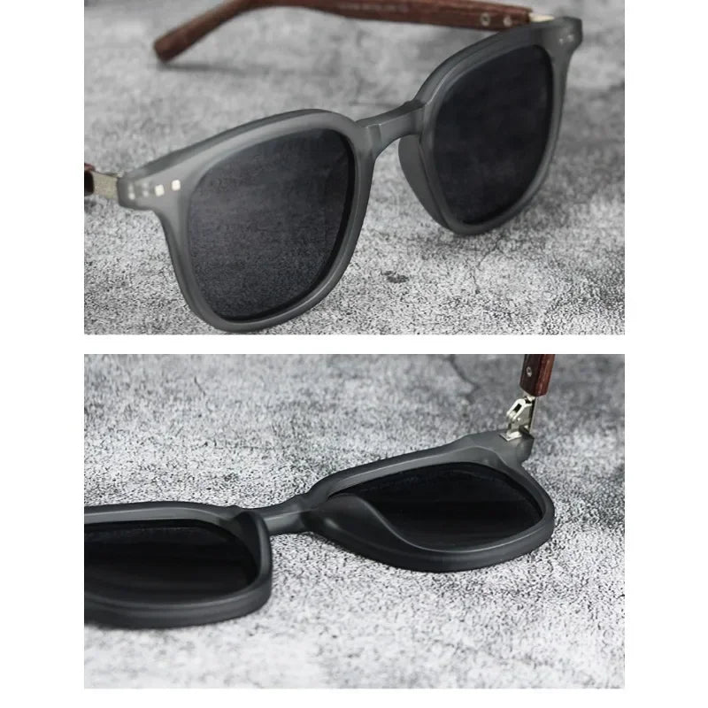 Wood-Grain Retro Sunglasses