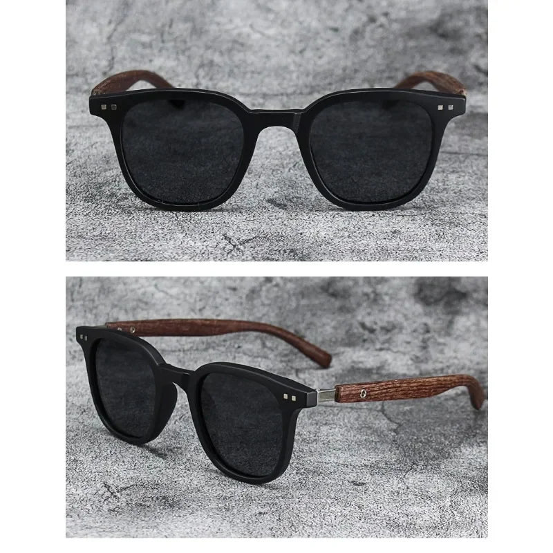 Wood-Grain Retro Sunglasses