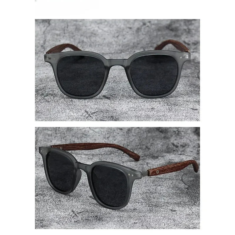 Wood-Grain Retro Sunglasses