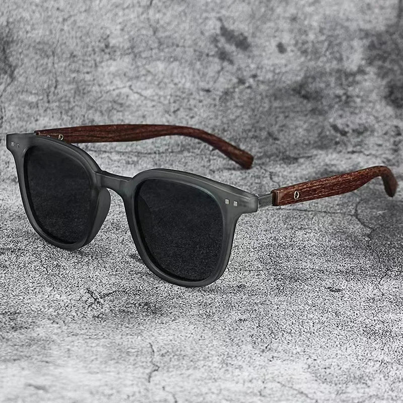 Wood-Grain Retro Sunglasses