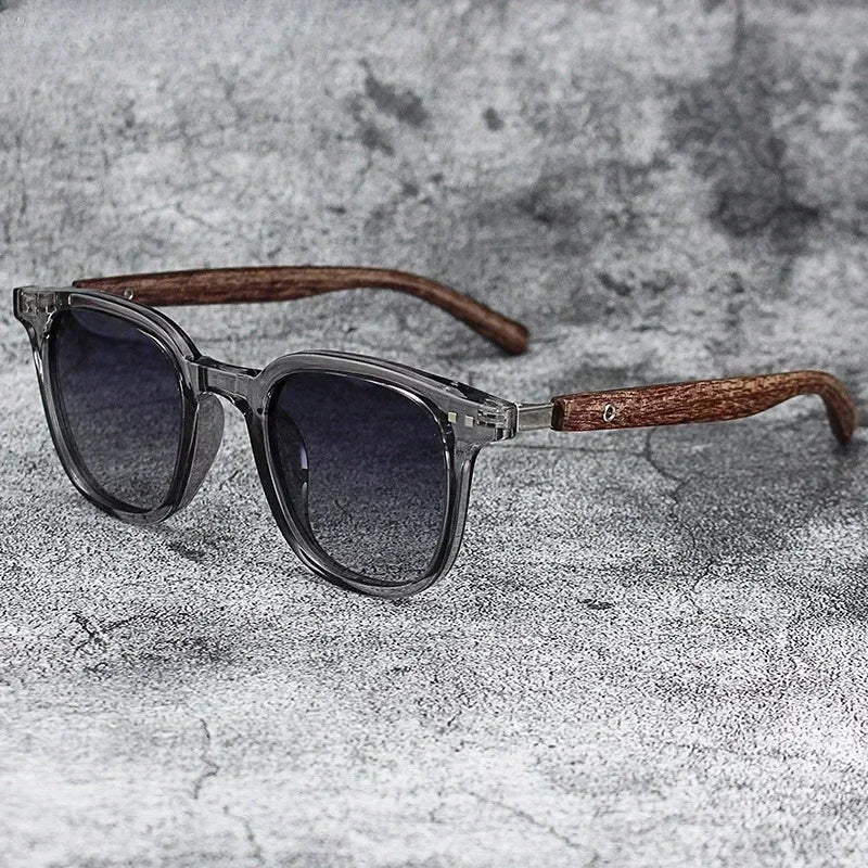Wood-Grain Retro Sunglasses