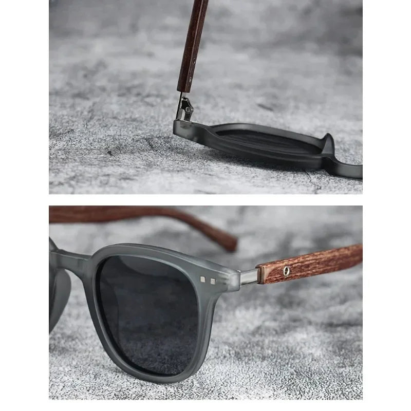 Wood-Grain Retro Sunglasses