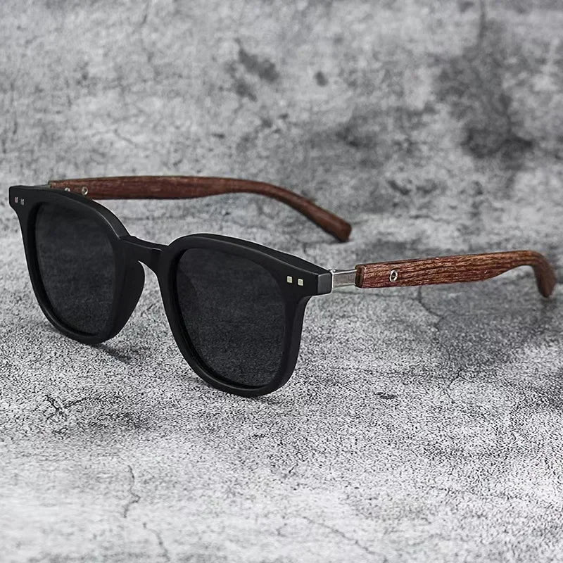 Wood-Grain Retro Sunglasses