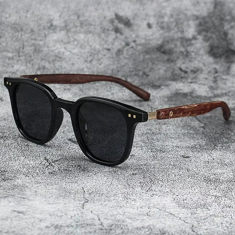 Wood-Grain Retro Sunglasses