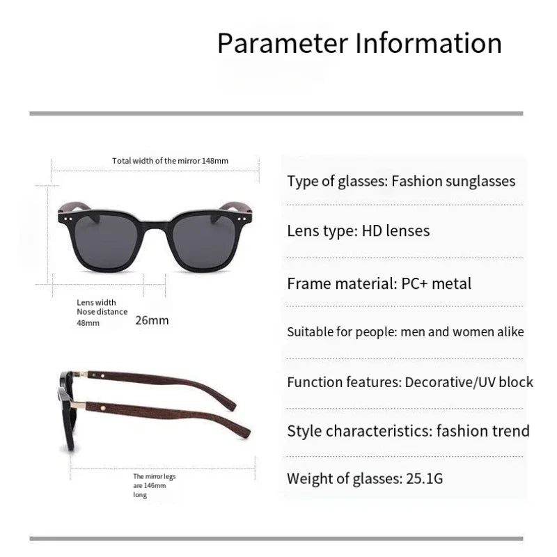 Wood-Grain Retro Sunglasses