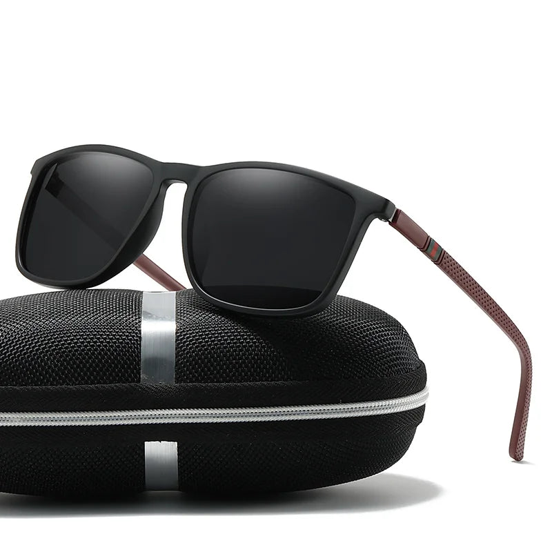 Polarized square sport sunglasses for men with UV400 lenses
